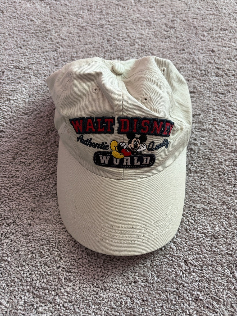 Disney Beige Baseball Cap with Embroidered Logo
